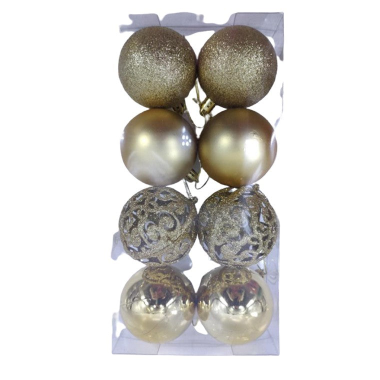 Christmas Bauble 8pk 60mm Gold