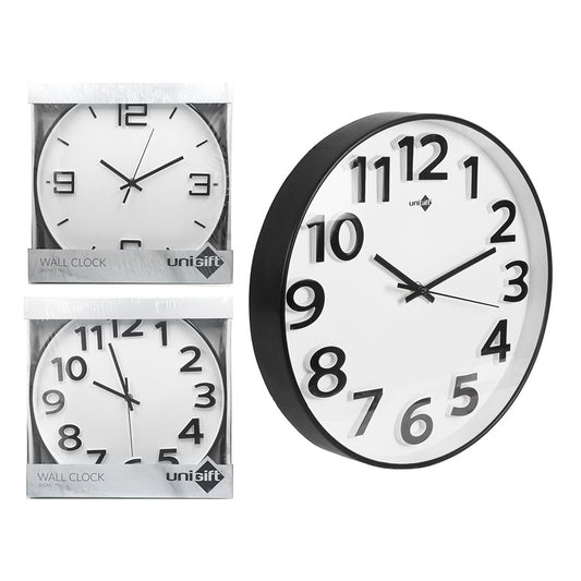 Wall Clock, Black, 30cm, 2 Asstd Designs