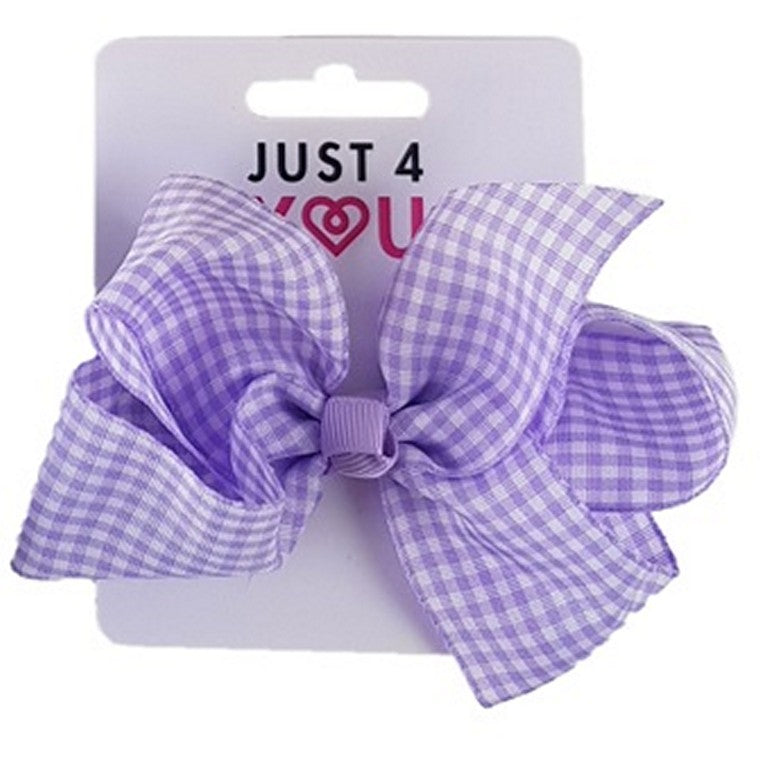 Clip Bow, Gingham, 4 Asstd Colours