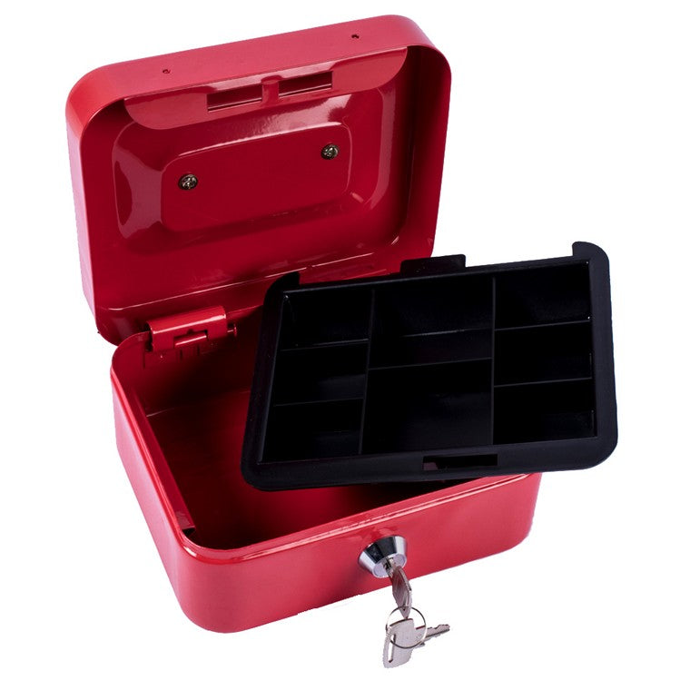 Metal Cash Box, 19x15.5x8cm, 3 Asstd Colours