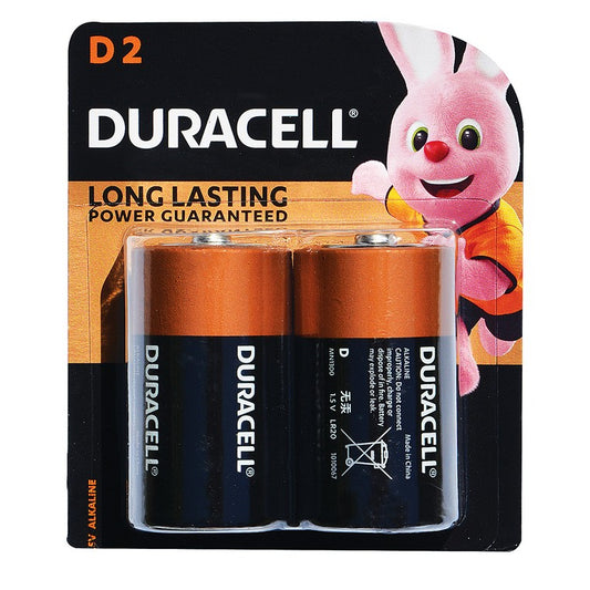 Duracell Alkaline Battery, D, 2pk