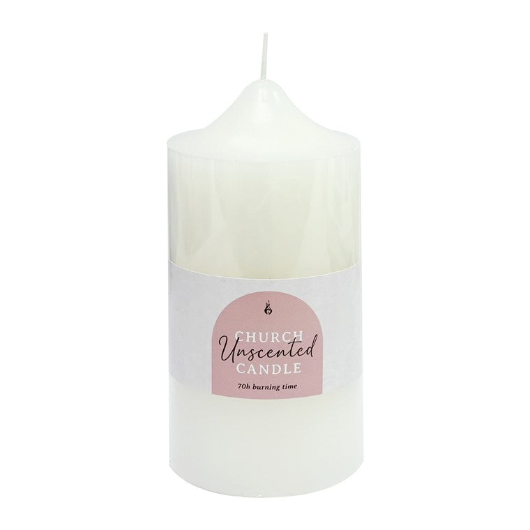 Unscented Church Candle, White, 7.5 x 15cm