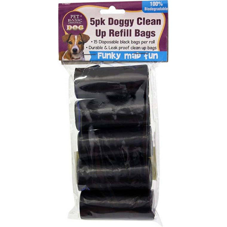 Dog Clean Up Refill Black Bags, 5pk