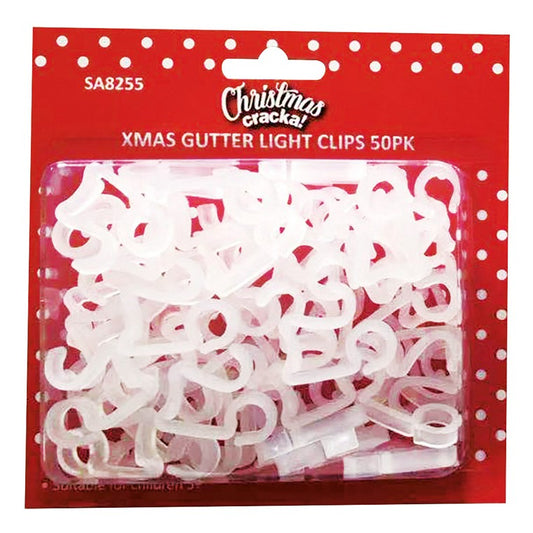 Xmas Gutter Light Clips, 50pk