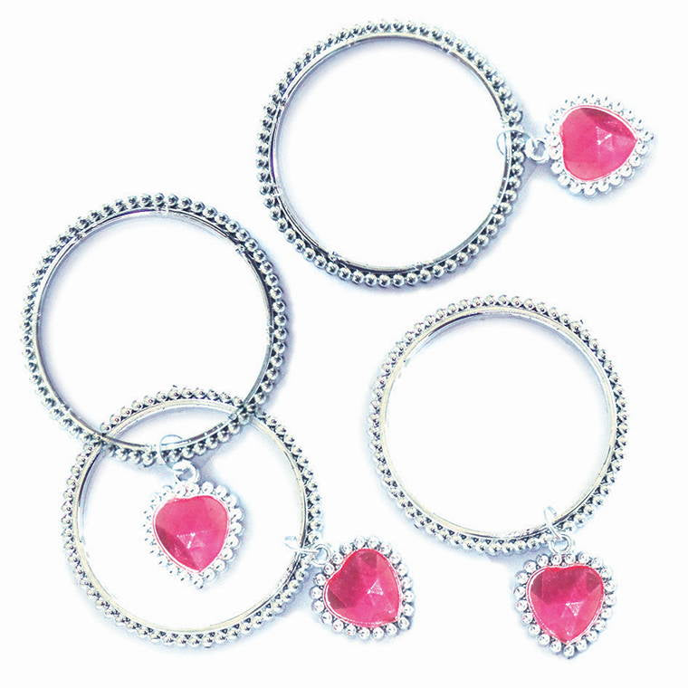 Party Favour Heart Charm Bracelet, 4pk