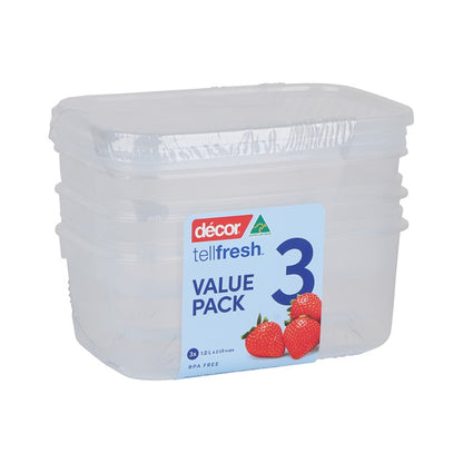 Décor Tellfresh Containers, 1L, 3pk