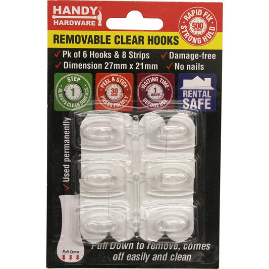 Adhesive Removeable Hooks, 27mm x 21mm