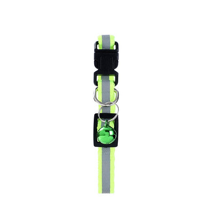 Cat Collar Nylon Reflective Breakaway w/ Bell, 3 Asstd Colours