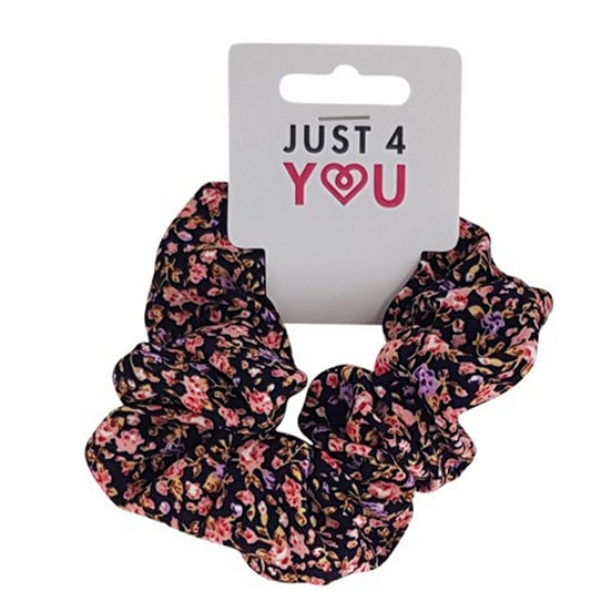 Hair Scrunchie, Floral Print, 4 Asstd Designs