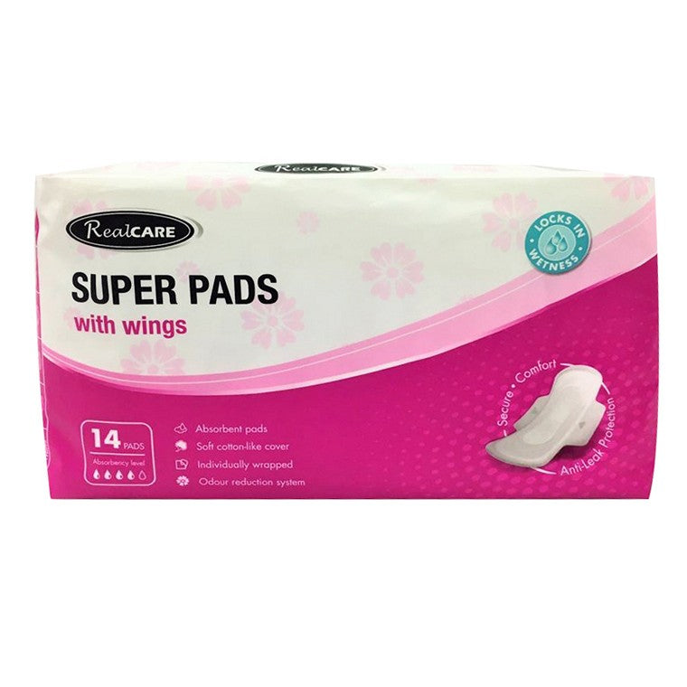 Real Care Pads Maxi Super w/ Wings, 14pk