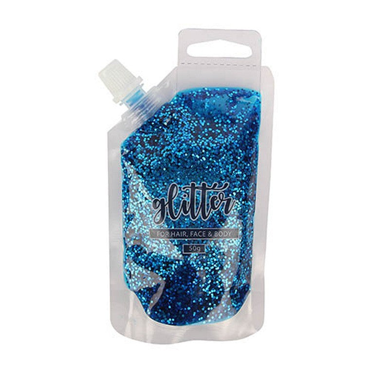 Blue Glitter Gel Pouch, 50gm