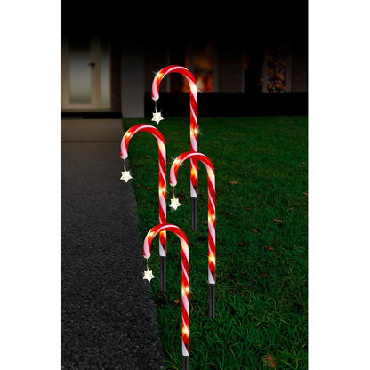 Solar Candy Cane w/ Stars, 4pc