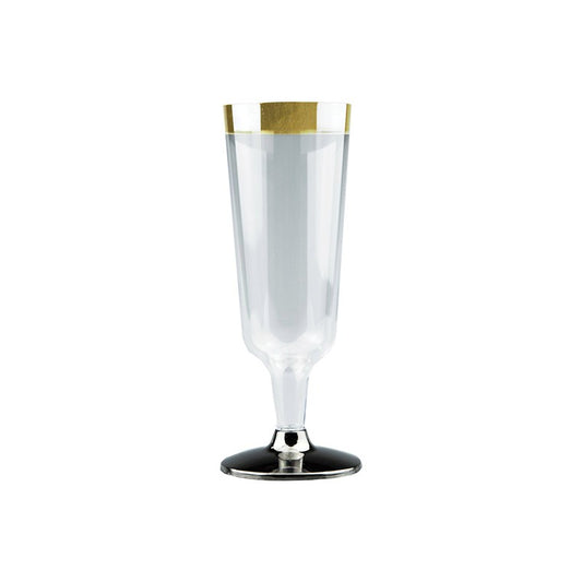 Plastic Champagne Glass w/ Gold, 150ml, 6pk