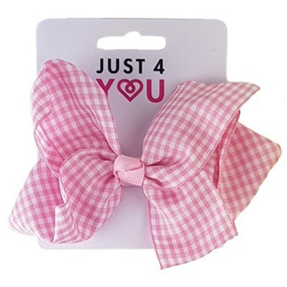 Clip Bow, Gingham, 4 Asstd Colours