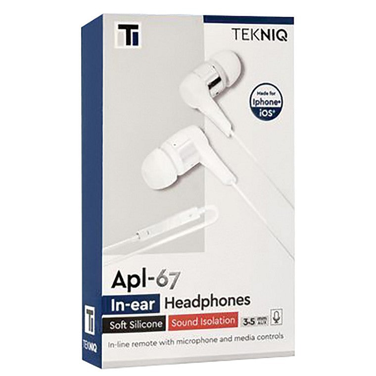 Tekniq Earphones, Isolation Micro Bud, White