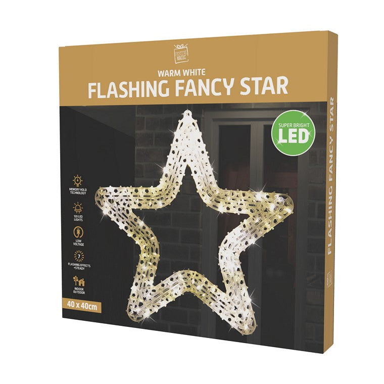 LED, Flashing Fancy Star, Asstd, 40cm