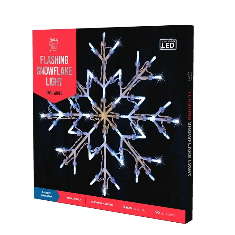 Xmas Snowflake LED Silhouette, 33cm, 2 Asstd Colours