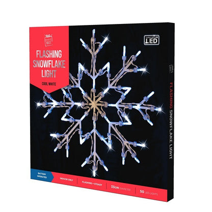 Xmas Snowflake LED Silhouette, 33cm, 2 Asstd Colours