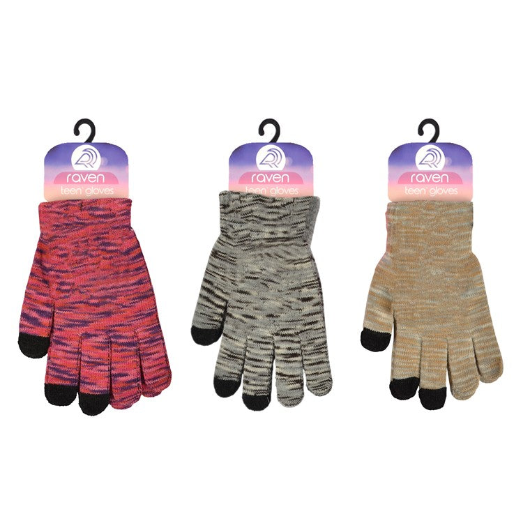 Ladies Camo Knitted Gloves, 3 Asstd Colours