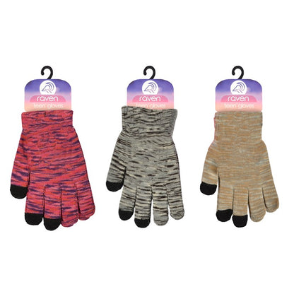 Ladies Camo Knitted Gloves, 3 Asstd Colours