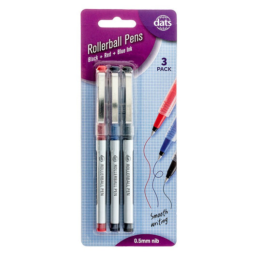 Rollerball Pens, Mixed, 3pk