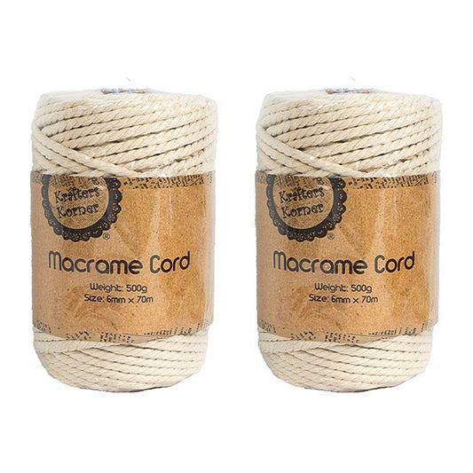 Twisted Macrame Rope, 6mmx70m