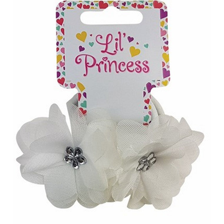 Little Princess Hair Elastic, Flower, 2pk, 4 Asstd Colours