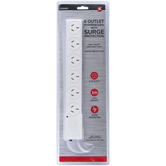 6 Outlet Powerboard w/ Surge Protection