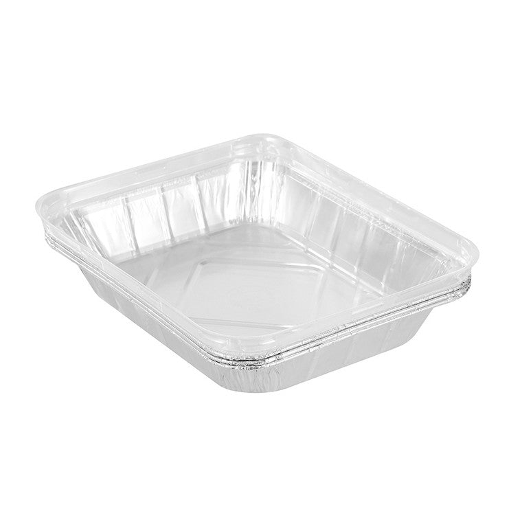 L&L Foil Tray w/ Plastic Lid, 3pk