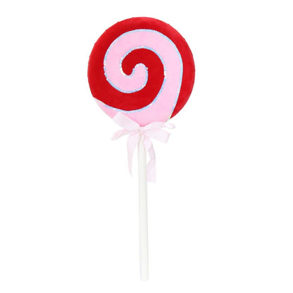 Giant Candy  Cane Velvet Lollipop, Asstd