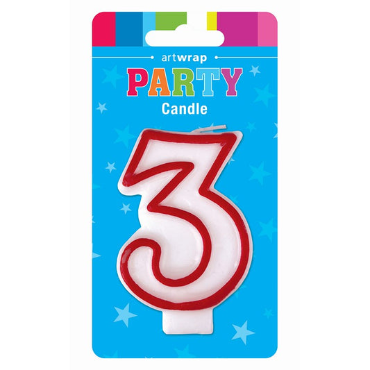 Number Candle, Red, 3