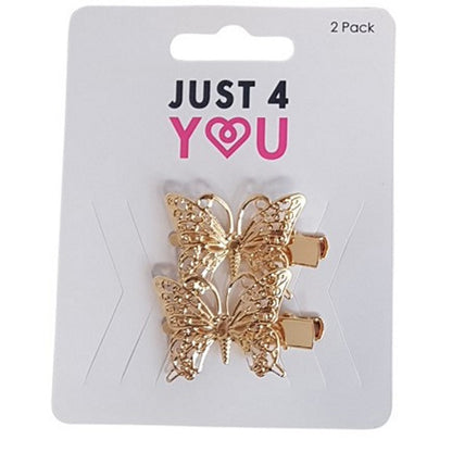 Hair Clip, Butterflies, 2pk, 3 Asstd Colours