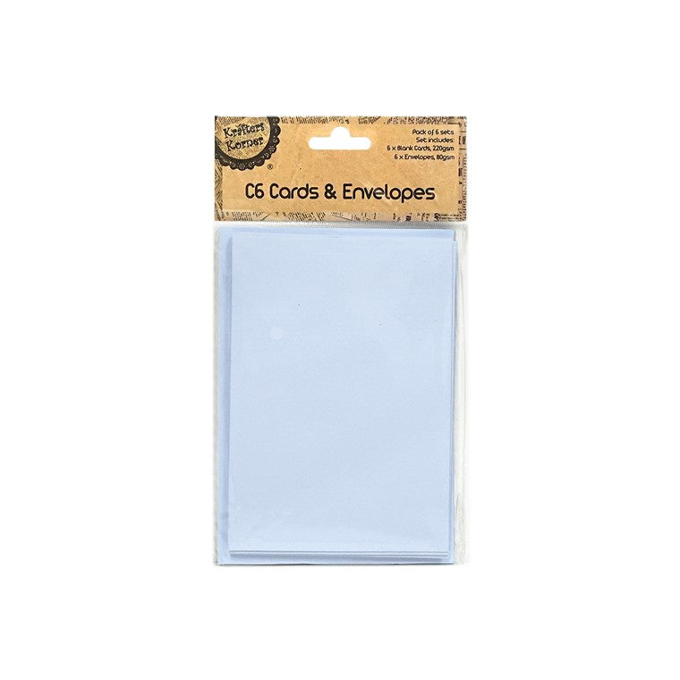 C6 Card and Envelopes, Blue, 6pk