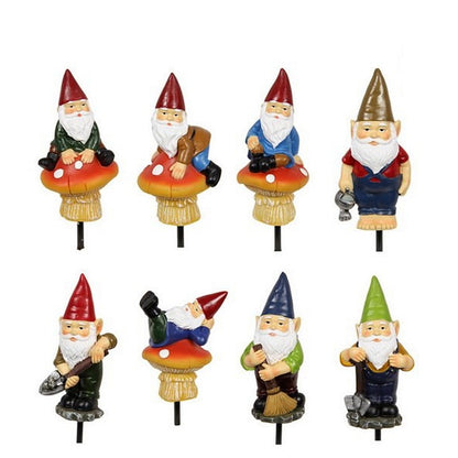 Garden Stake Gnome, 12cm, 8 Asstd