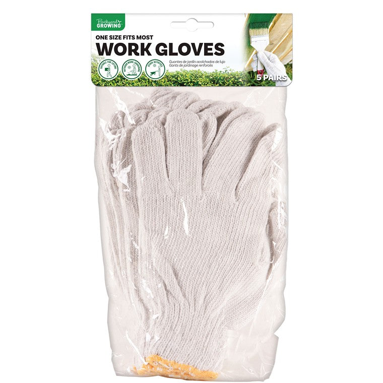 Polycotton Work Gloves, 5pk