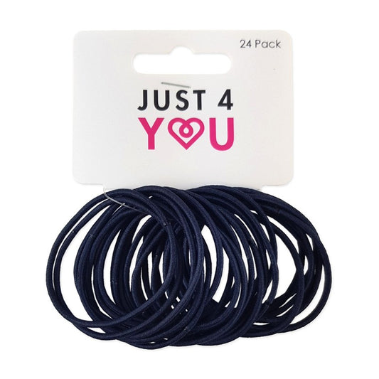 School Hair Elastic, Navy Blue, 24pk