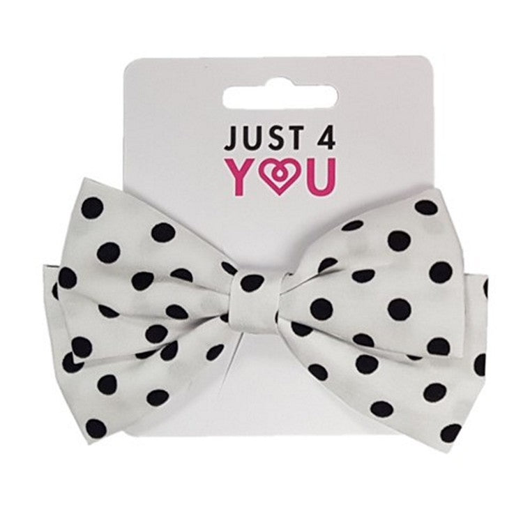 Hair Clip Bow, Spots, 3 Asstd Colours