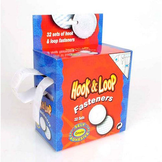 Hook & Loop Self Adhesive Dots, 32pk, White