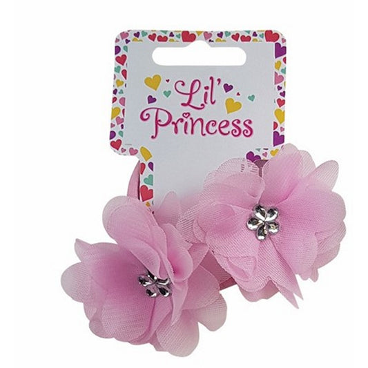 Little Princess Hair Elastic, Flower, 2pk, 4 Asstd Colours