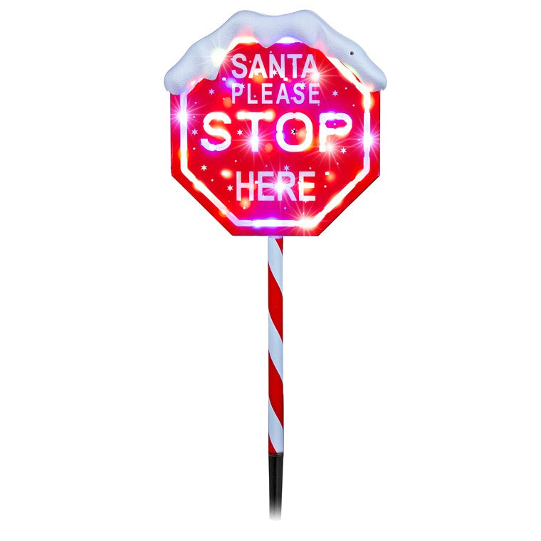 LED Santa Stop Here Sign