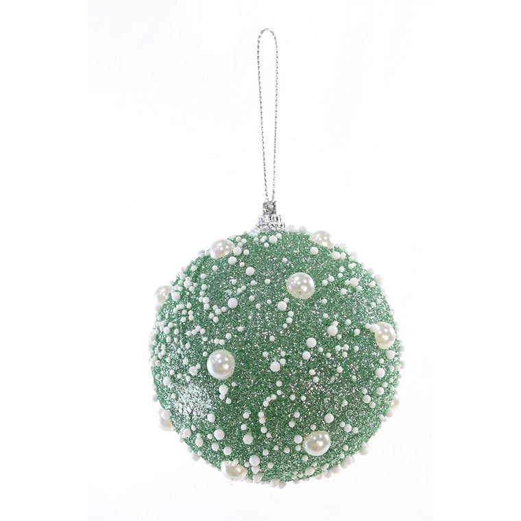 Pearl Snow Bauble, 8cm, Asstd