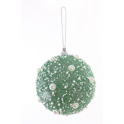 Pearl Snow Bauble, 8cm, Asstd