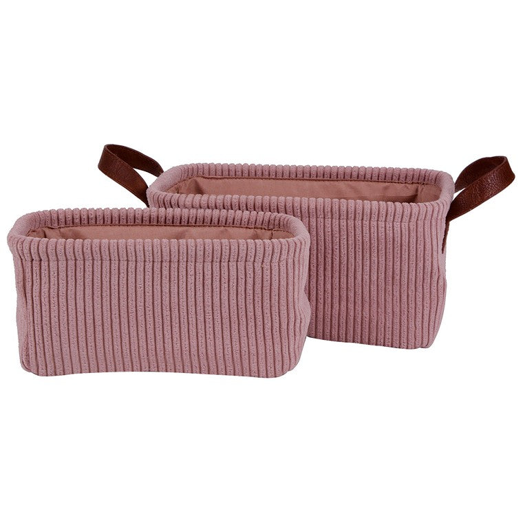 H&G Corduroy Storage Basket Rectangle, Set Of 2