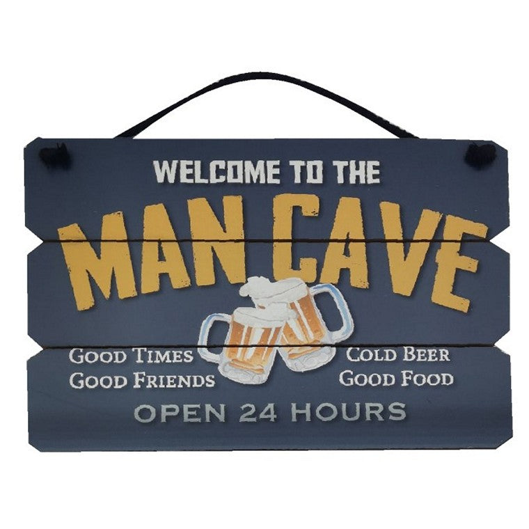 Man Cave Panelled Wood Signs, Asstd