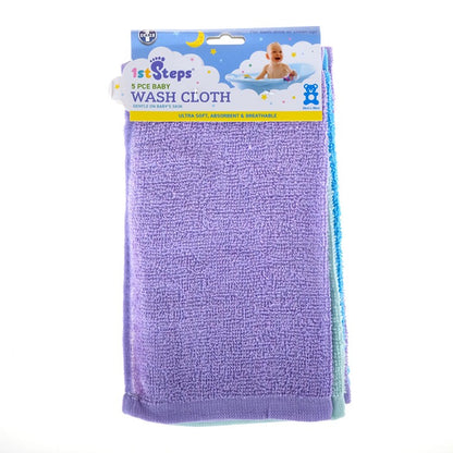 1st Steps Baby Wash Cloth, 5pk