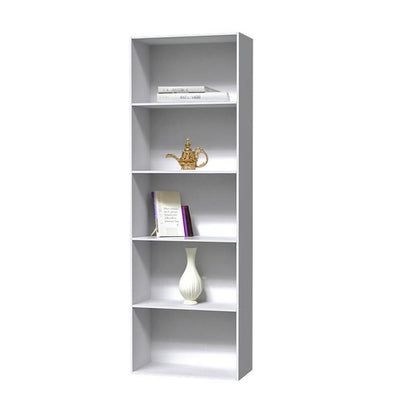 My Home Wide Bookcase, White, 5 Tier