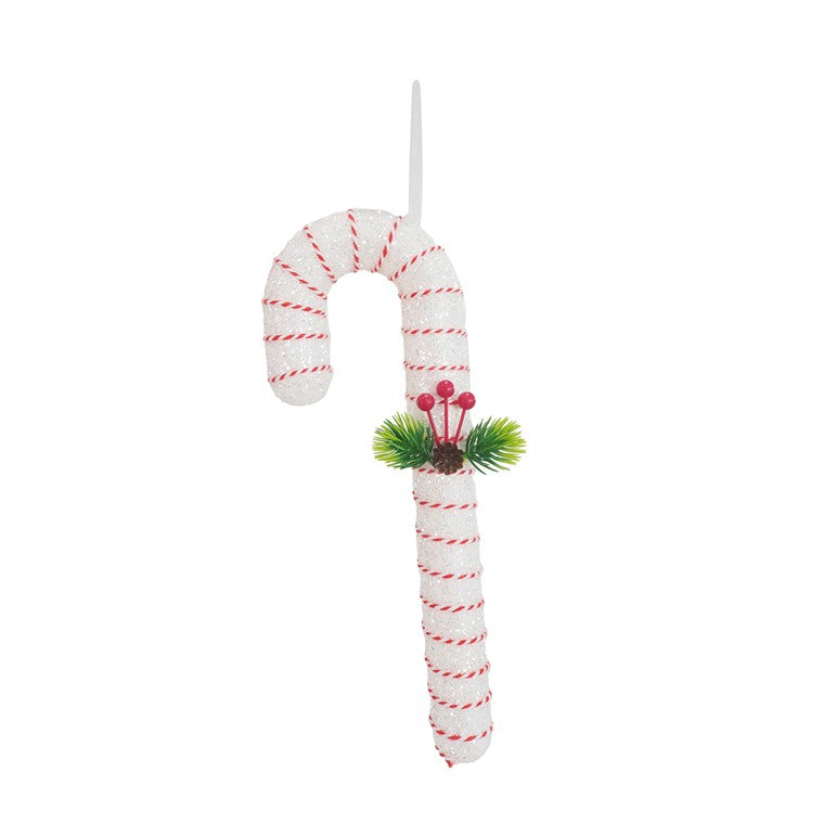 Hanging Glitter Berry Candy Cane, 33cm, Asstd