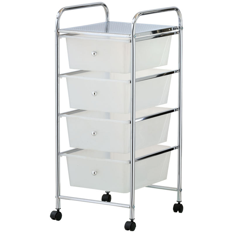 Storage Trolley 4 Drawer, White