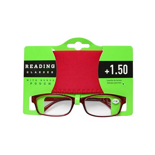 Reading Glasses w/Pouch, +1.50, Asstd Colours