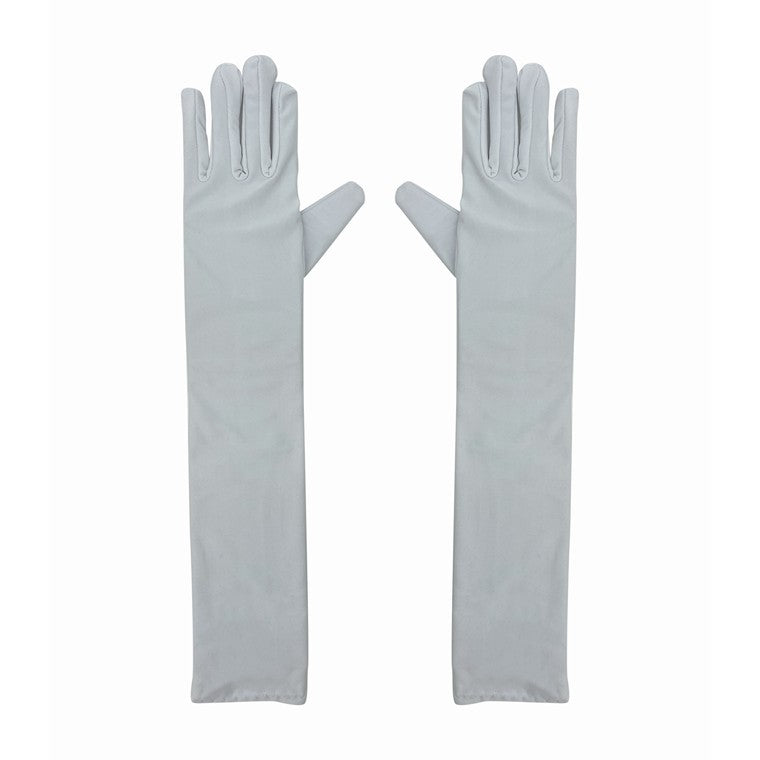 Party Satin Gloves Long, White